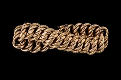 Yellow gold (750) American-link bracelet....