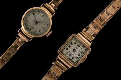 Two ladies' watches with yellow gold cases...