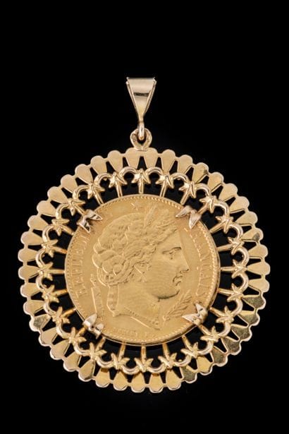 Pendentif pièce or de 20 Francs Cérès dans...