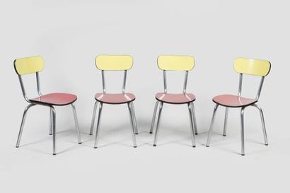 Cuisine en formica jaune et rouge : buffet,...