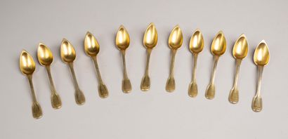 Set of 10 small gold-plated metal spoons...