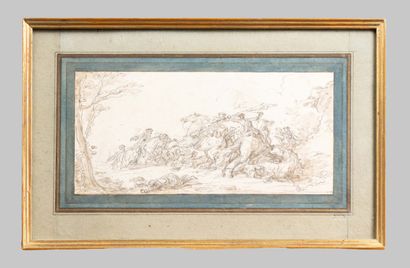 Parrocel (attr. à), scène de bataille, dessin,...
