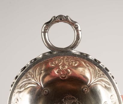 Silver wine cup with a serpent-shaped handle,...
