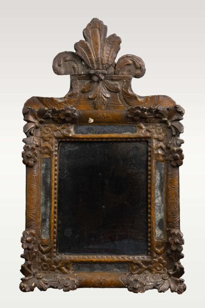 Set of 2 small 18th-century wooden mirrors...