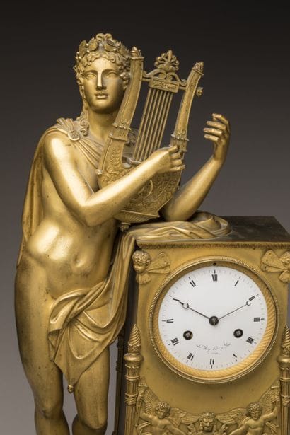 Chased ormolu and sea-green marble clock,...