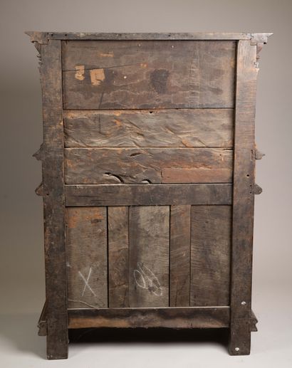 Molded and carved walnut sideboard, decorated...