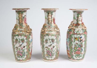 CHINA, 19th century 
Three Canton porcelain...