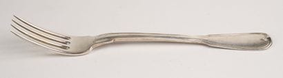 Silver stew fork with filleted edges. Paris,...