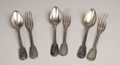 Set of 3 large silver table cutlery pieces...