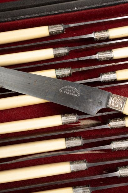 Set of knives with bone handles, including...