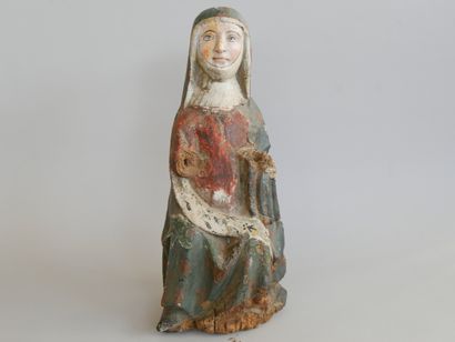 Polychrome, full-relief carved wooden Virgin...
