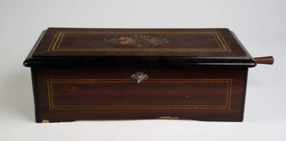 Rectangular wooden music box decorated with...
