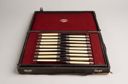 Set of knives with bone handles, including...