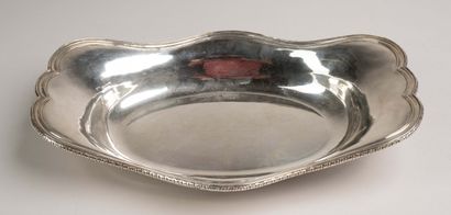 Plain silver basket with a net-like border,...