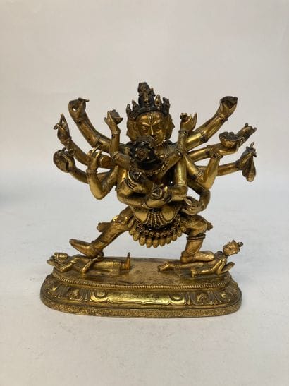 SINO-TIBETAN WORK - 18th century
Gilded bronze...