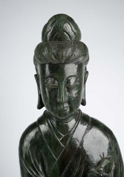 CHINA, 20th century 
Dark green jadeite geisha...