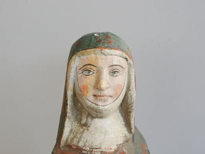 Polychrome, full-relief carved wooden Virgin...