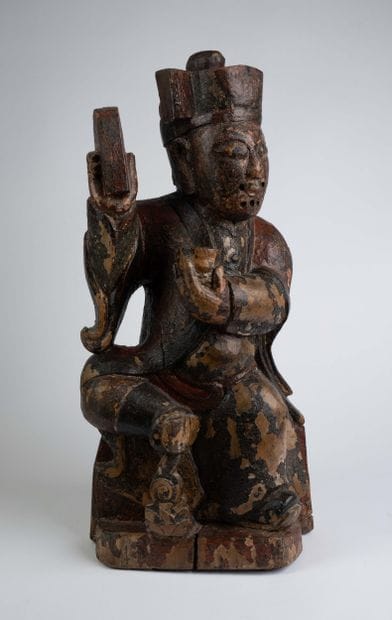 CHINE, fin du XIXe 
Statue de guerrier asiatique...