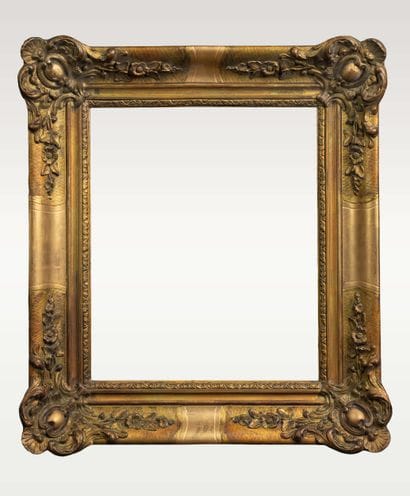 Pair of gilded wooden frames with floral...