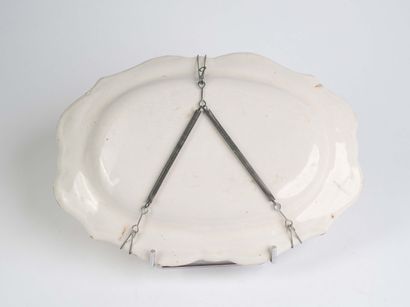 Moustiers - Oblong earthenware dish decorated...