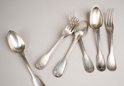 Set of 3 large silver table cutlery pieces...