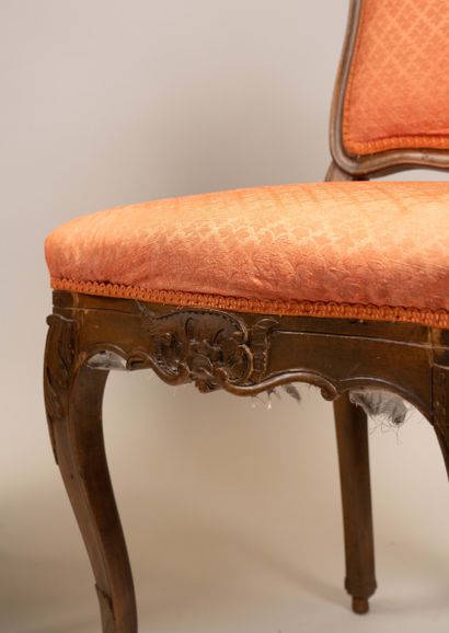 A pair of chairs with Queen Anne-style backs,...