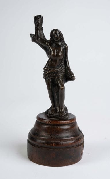 Saint Sébastien en bronze, patine brune naturelle.
Flandres...