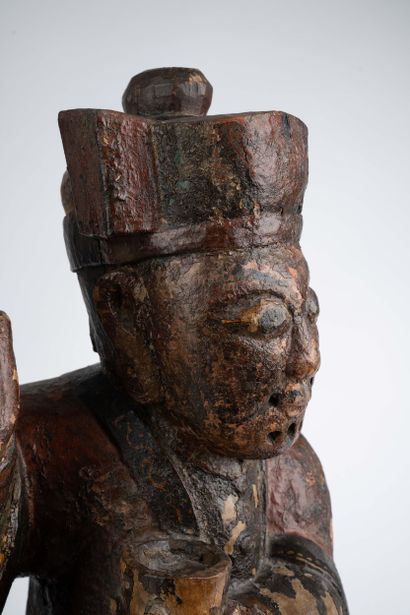 CHINE, fin du XIXe 
Statue de guerrier asiatique...