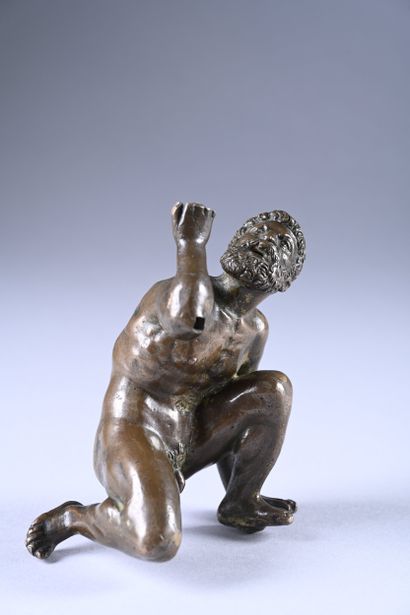 Bronze Atlas with a natural patina. Naked...
