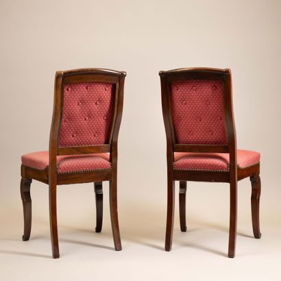 Pair of flat-backed chairs with scrollwork...