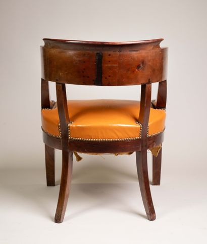 Fauteuil de bureau en gondole en acajou et...