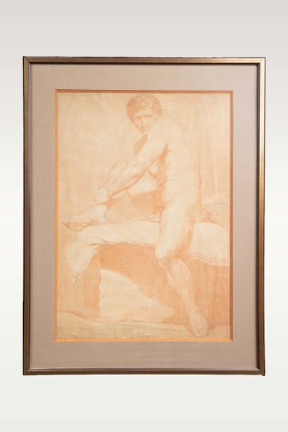 Set of 2 academic drawings, executed in red...