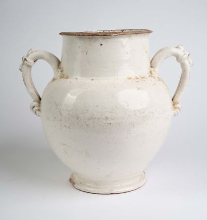 Large cream-colored earthenware goat with...