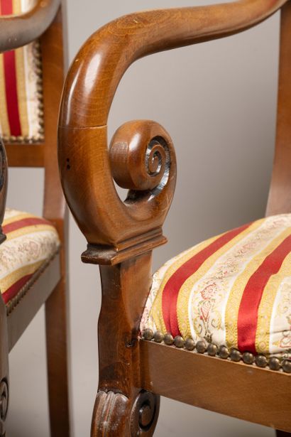 Pair of armchairs with flat backs made of...