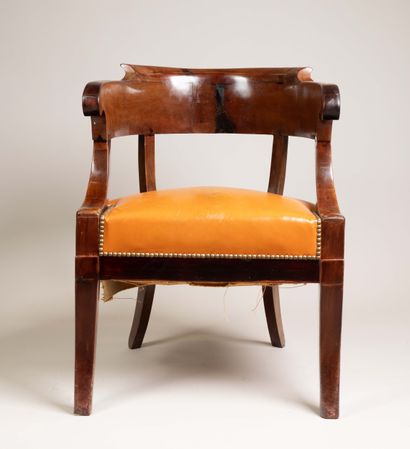 Fauteuil de bureau en gondole en acajou et...
