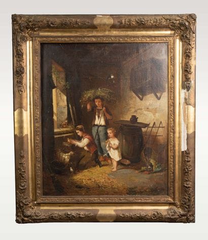 MARTIN J. (19th century), 
Children and Chicks...