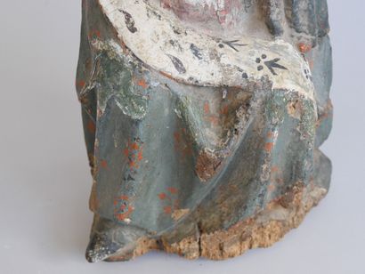 Polychrome, full-relief carved wooden Virgin...