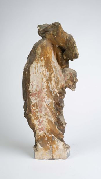 Virgin and Child, carved from wood with a...