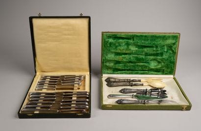 CHRISTOFLE 
Silver plated cutlery set, shell...