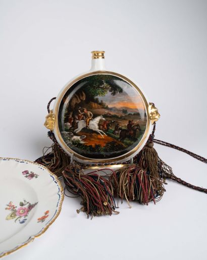 Set of 3 plates and a saucer in late 18th-century...