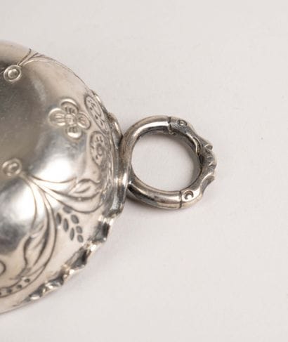 Silver wine cup with a serpent-shaped handle,...