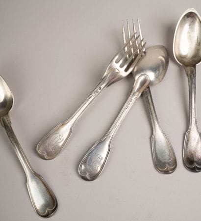 Set of 3 large silver table cutlery pieces...