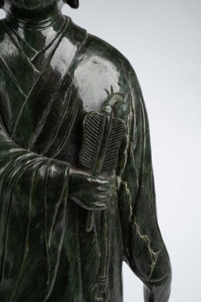 CHINA, 20th century 
Dark green jadeite geisha...