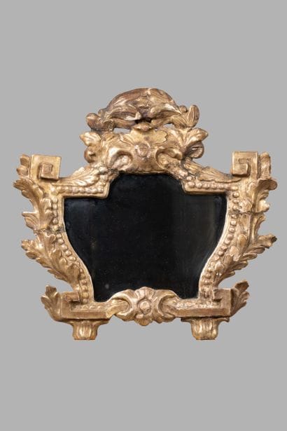 Molded, carved, and gilded wooden mirror,...