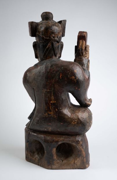 CHINE, fin du XIXe 
Statue de guerrier asiatique...