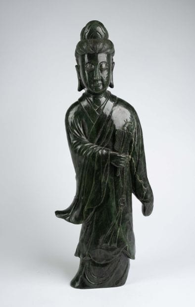 CHINA, 20th century 
Dark green jadeite geisha...