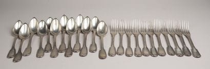 Silver flatware set consisting of 12 large...