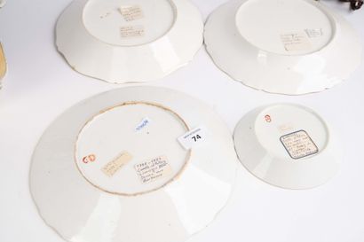 Set of 3 plates and a saucer in late 18th-century...