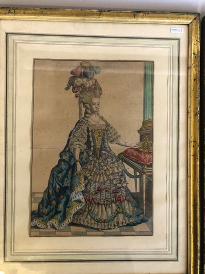 Pair of color engravings depicting Louis...