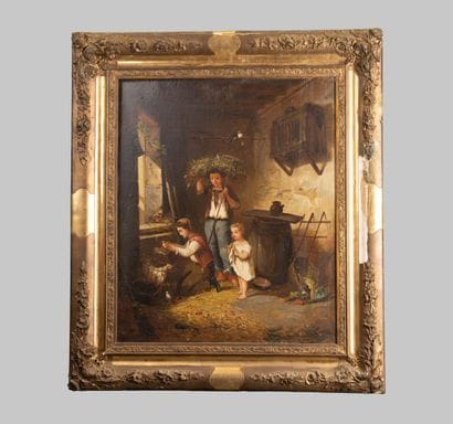 MARTIN J. (19th century), 
Children and Chicks...